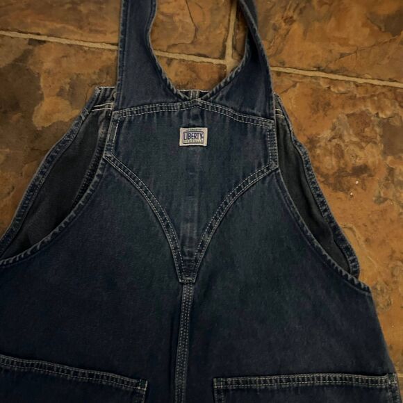 Liberty Stonewashed Overalls Mens Blue Denim Wide Legs Adjustable bib straps M - Picture 5 of 11